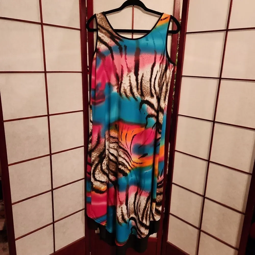 Kate & Mallory Vibrantly Colorful Hi/Low Sleeveless Dress
